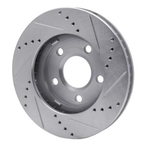 Buick Regal Brake Rotor (1) - Front Left - R1 Concepts - Drilled & Slotted - Silver - `97-`05